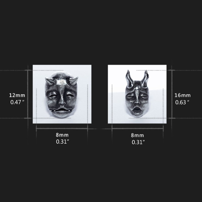 Khuyên tai xỏ hình khuôn mặt quỷ em bé có sừng phong cách vintage cho nam và nữ