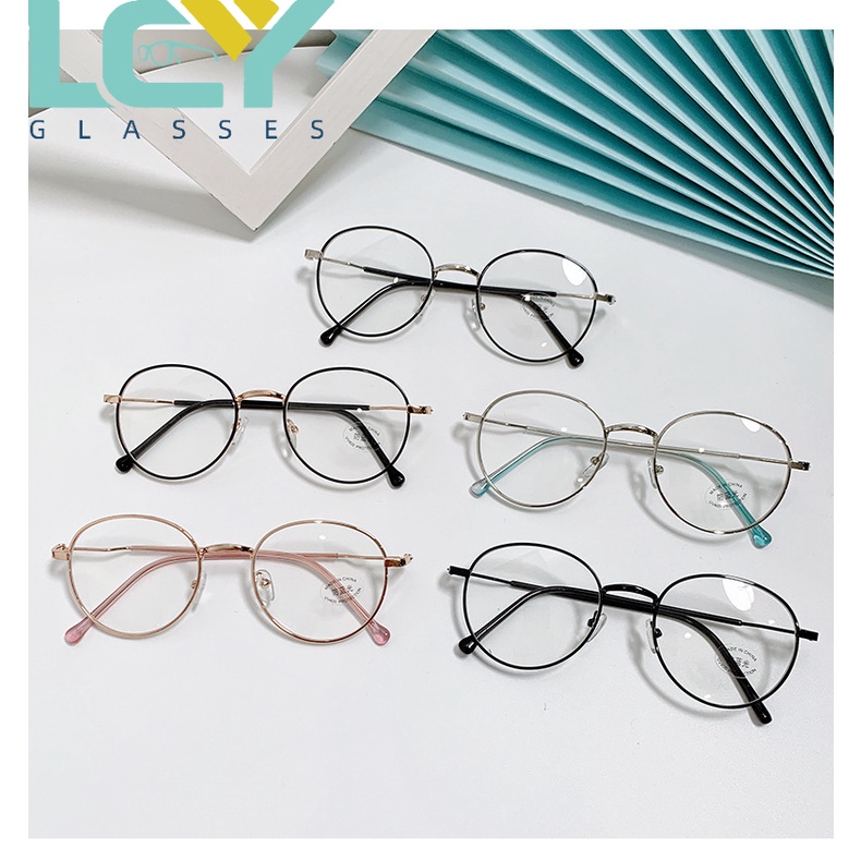 Mắt Kính Gọng Tròn Chống Ánh Sáng Xanh Chất Liệu Kim Loại Thời Trang Phong Cách Hàn Quốc 8002