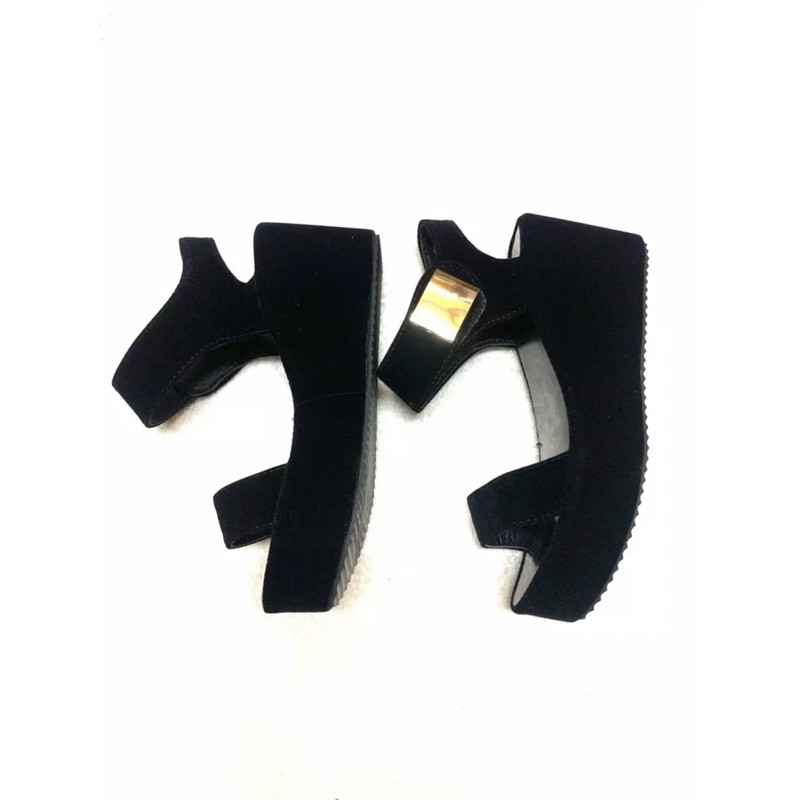 Sandal 2 quai nhung đế xuồng