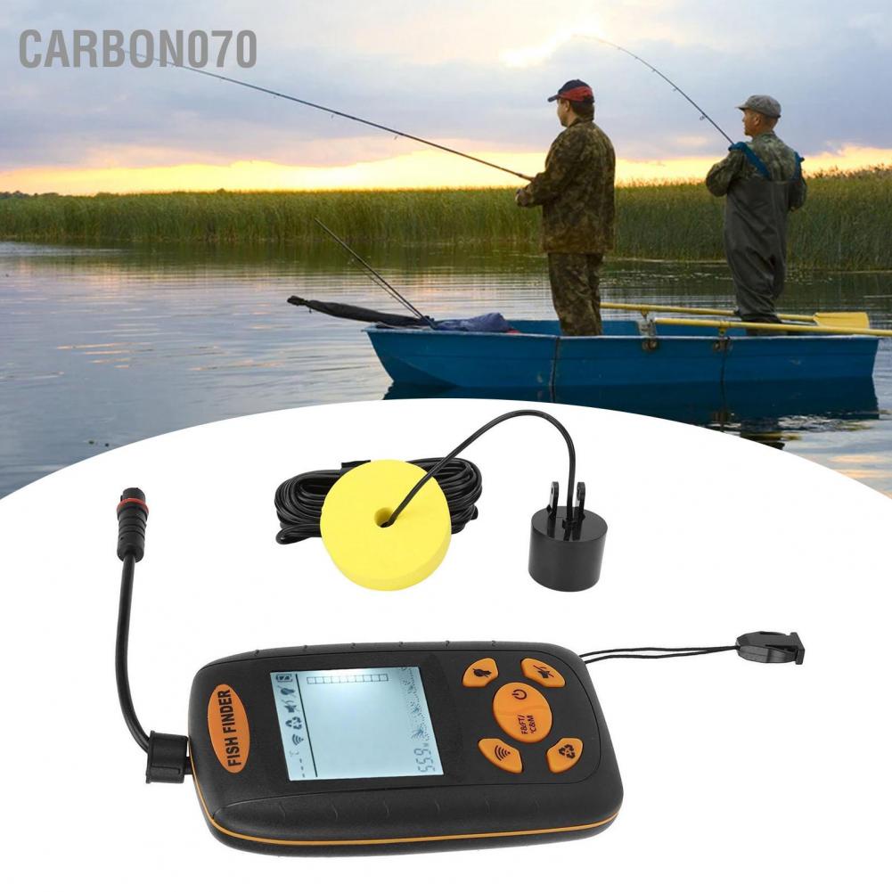 Hàng Sẵn Máy dò cá +phụ kiện Máy tìm cá Màn hình LCD cảm biến sonar cầm tay Độ sâu cho Hồ thuyền Kayak【Carbon070】
