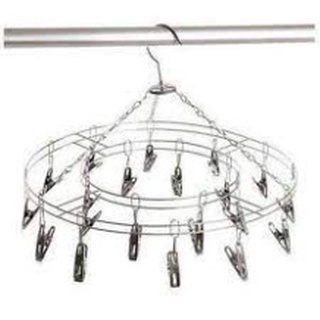 Móc chùm, móc tròn inox có kẹp phơi quần áo, phơi tất trẻ em A Lá Kids