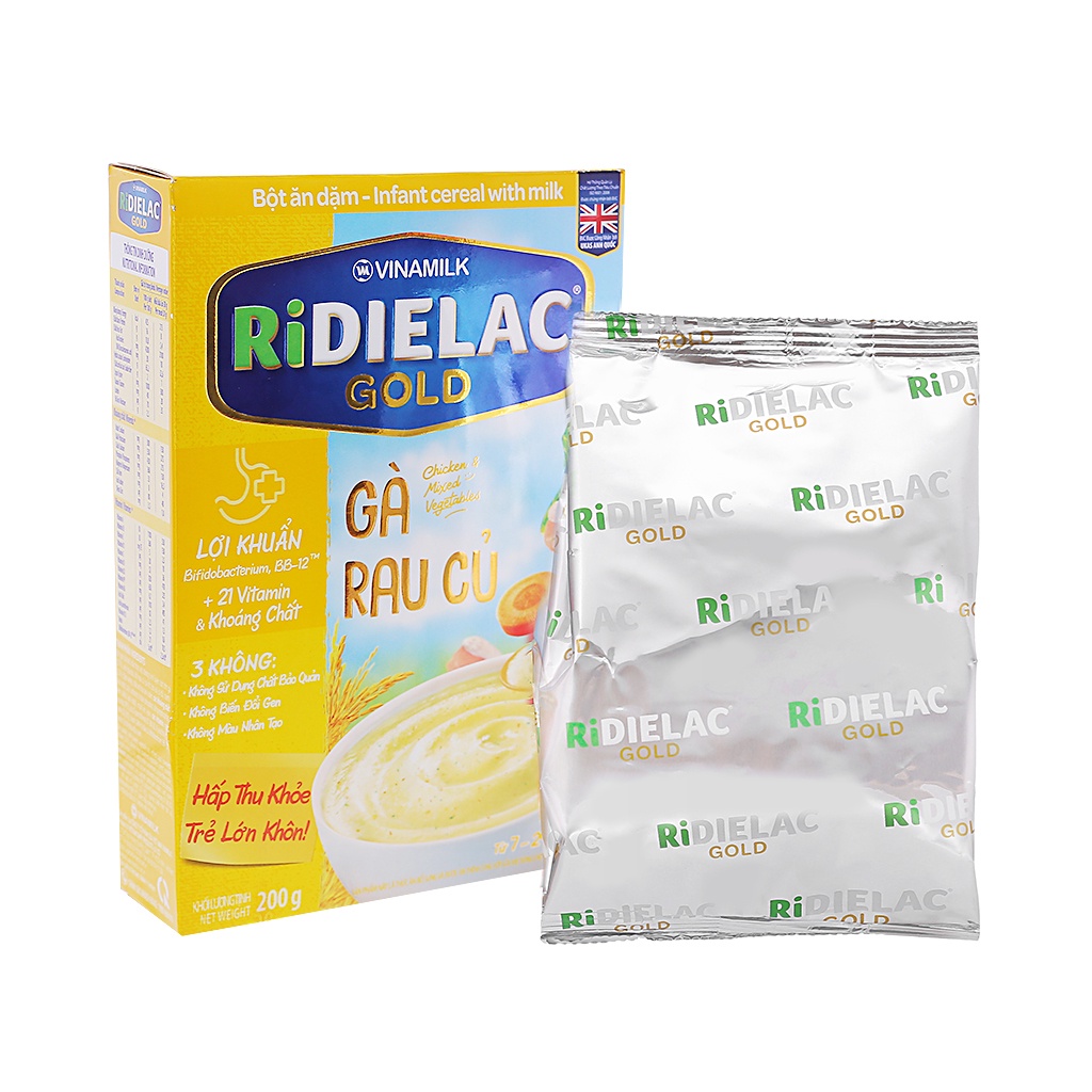 Bột ăn dặm Vinamilk Ridielac Gold gà rau củ hộp 200g (7 - 24 tháng)