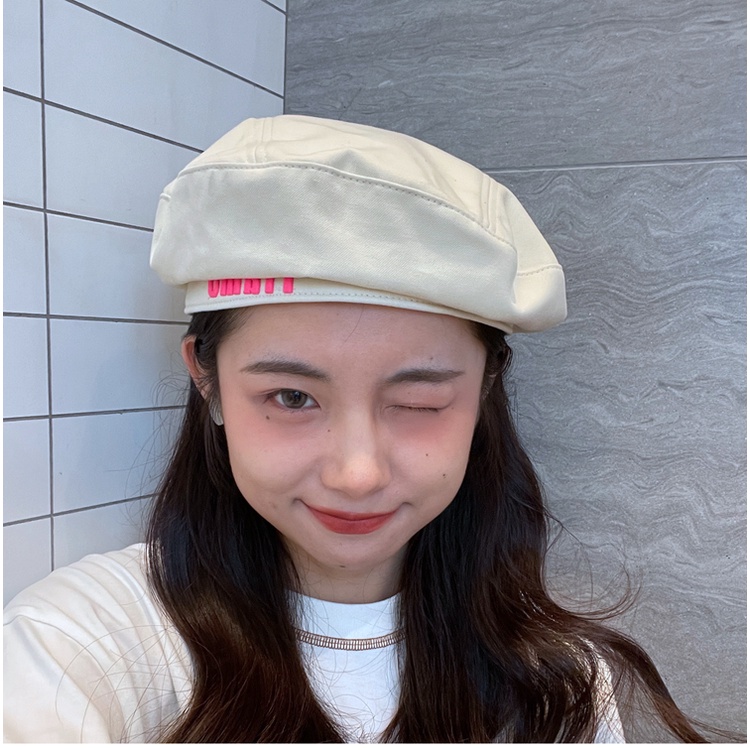Mũ Beret Mỏng In Chữ Màu Đen Thời Trang Xuân Hè Phong Cách Hàn Quốc Cho Nữ