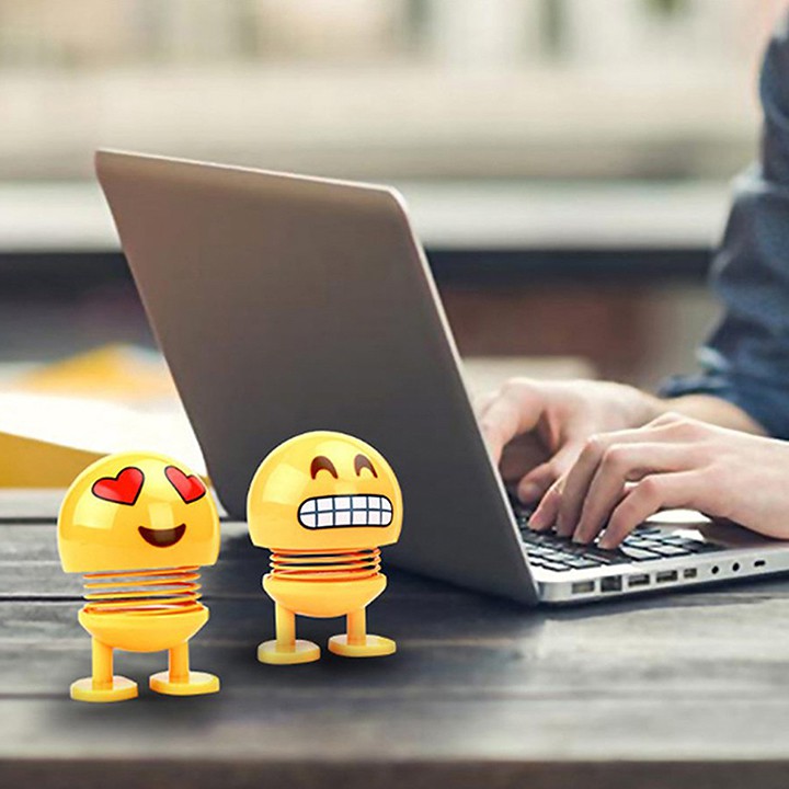 Thú nhún Emoji lò xo lắc đầu mặt cười siêu dễ thương, Trang trí xe ô tô, để bàn làm việc