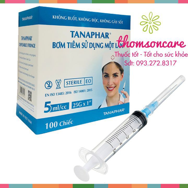 Bơm tiêm y tế đủ loại 1ml 3ml 5ml 10ml 20ml 50ml - Bơm sử dụng một lần Tanaphar