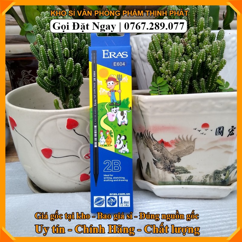Bút chì gỗ đen 2B có tẩy ERAS E602, dành cho học sinh, sinh viên, văn phòng ...