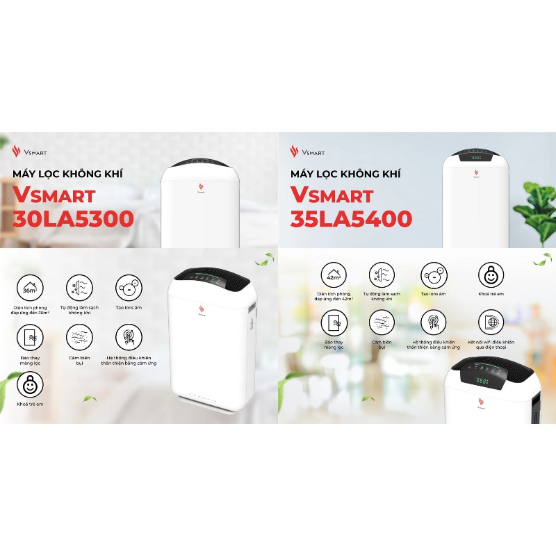 [Mã ELHA22 giảm 5% đơn 300K] Máy lọc không khí Vinsmart 30LA5300 , 35LA5400 hàng chính hãng mới 100% bảo hành 18 tháng