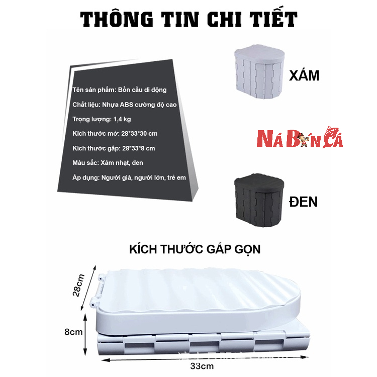Bồn cầu dã ngoại cắm trại gấp gọn đi vệ sinh cỡ lớn, tiện dụng khi đi du lịch cắm trại, dã ngoại-DCP14