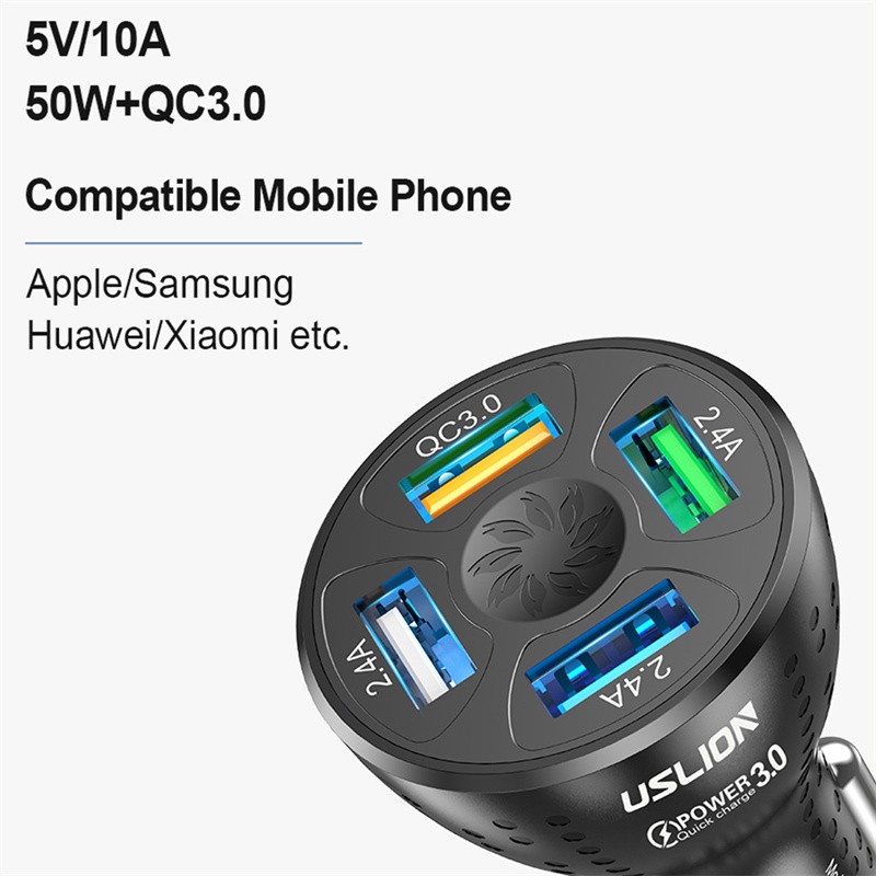 Củ sạc nhanh QC 3.0 4 cổng USB dành cho ô tô