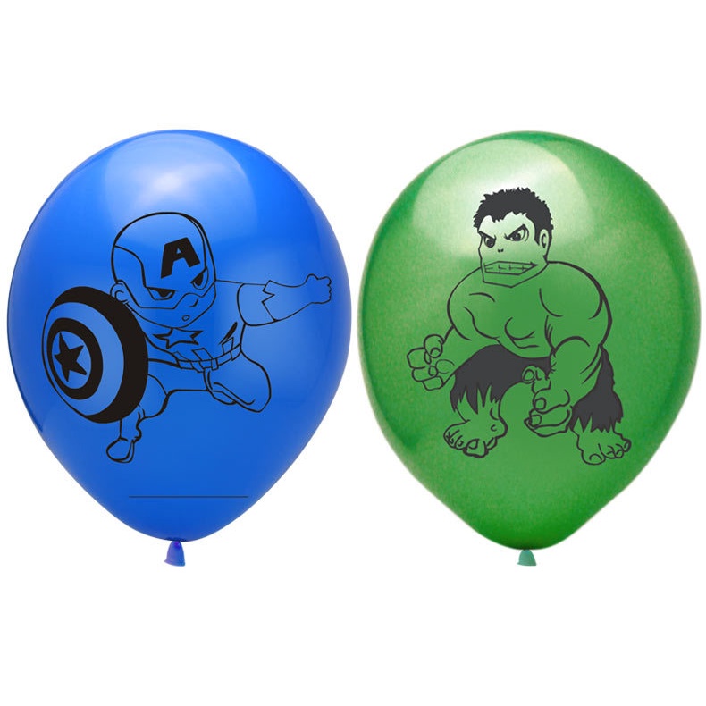 Bóng Bay Cao Su 12 inch In Hoạt Hình Người Nhện / Người Sắt Màu Xanh Lá Cây Khổng Lồ Co Giãn Trang Trí Tiệc Sinh Nhật Cho Bé