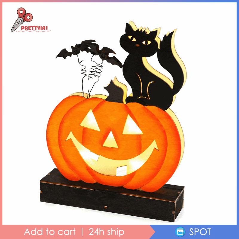 [Prettyia1] Đồ Trang Trí Halloween Hình Bí Ngô Có Đèn