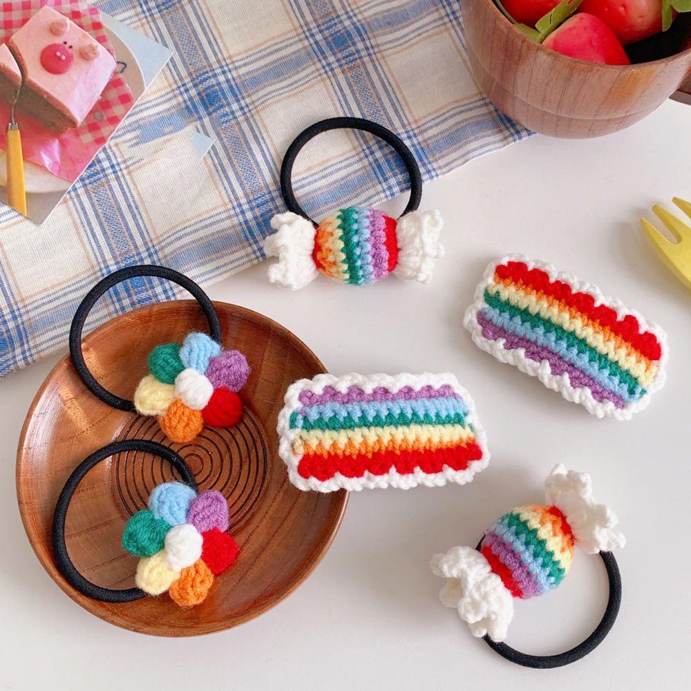 NICKOLAS Kẹp Tóc Vải Len Hình Hoa Màu Kẹo Ngọt Phong Cách Hàn Quốc