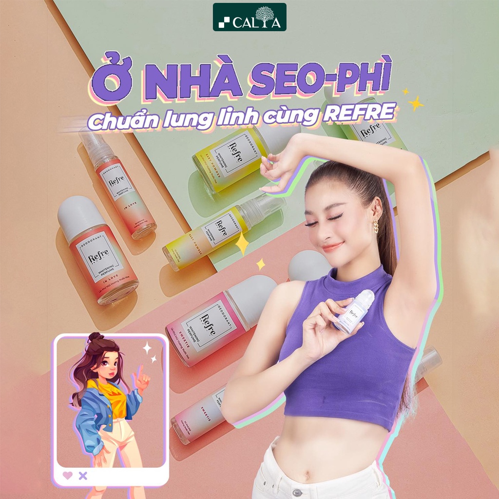 Lăn Khử Mùi Hương Sang Trọng Màu Tím, Dưỡng Trắng, Hương Nước Hoa - Refre Whitening Roll-on 40ml