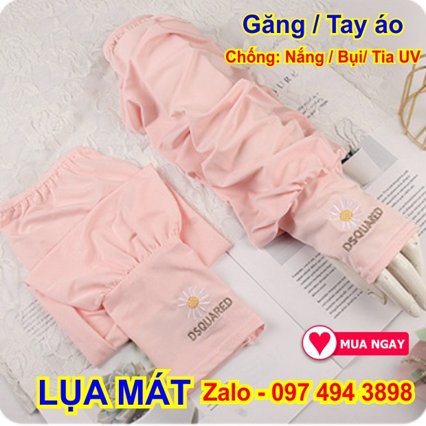 Găng tay áo vải lụa chống nắng, chống bụi chống tia uv cực tốt màu hồng