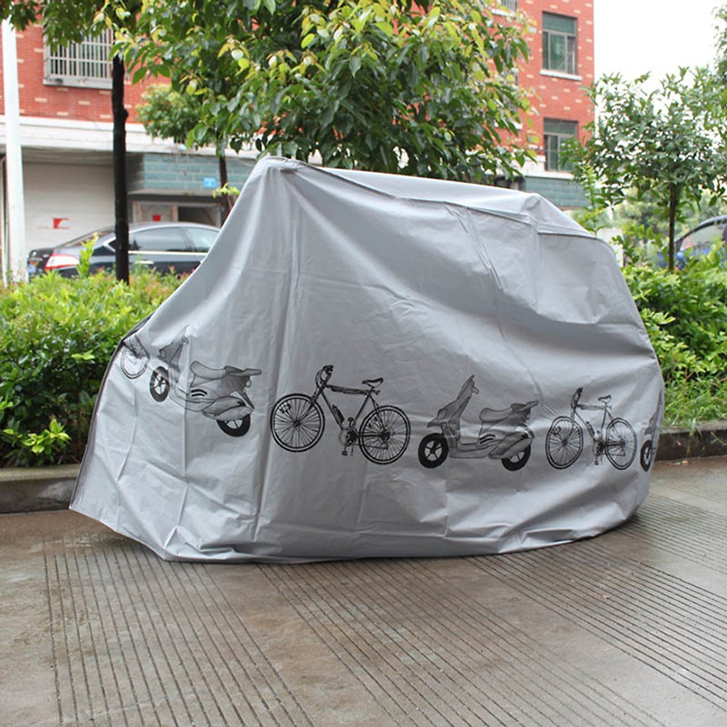 Bạt phủ xe máy, xe đạp Vải Dù Cao Cấp thích hợp cho cả trời mưa và nắng.