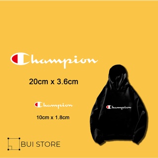 Miếng ủi truyền nhiệt offset dán quần áo hình LOGO Champions Trắng