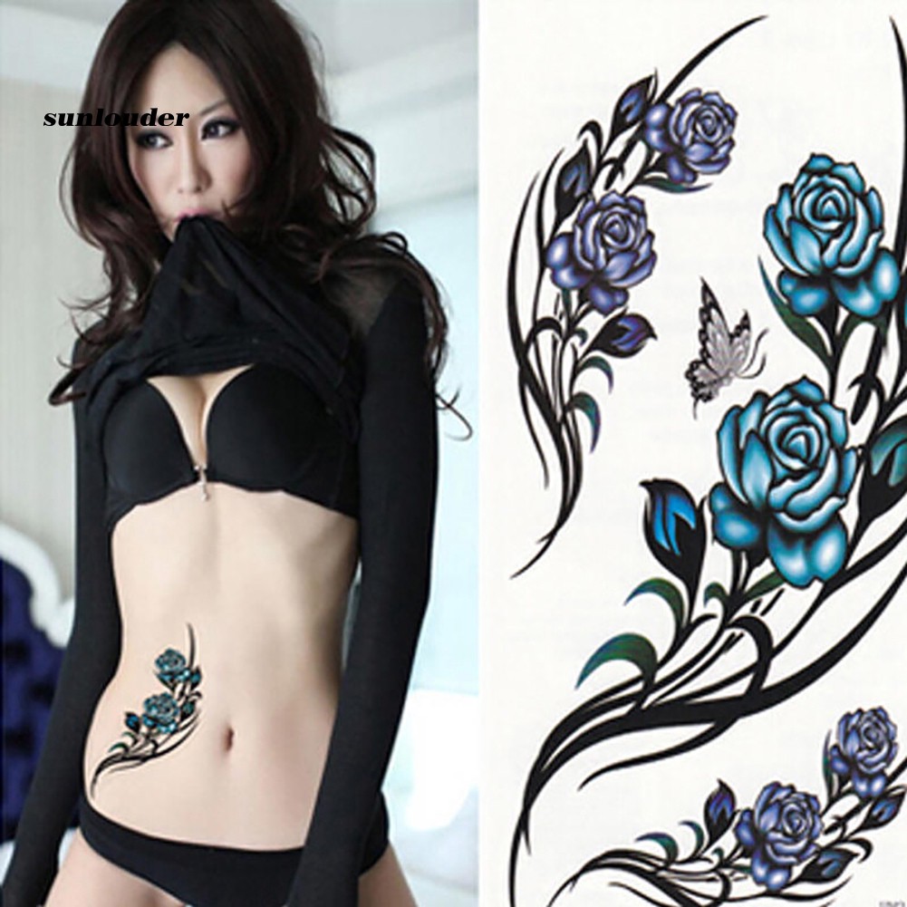 Hình xăm dán chống nước họa tiết hoa bướm dễ thương cho nữ