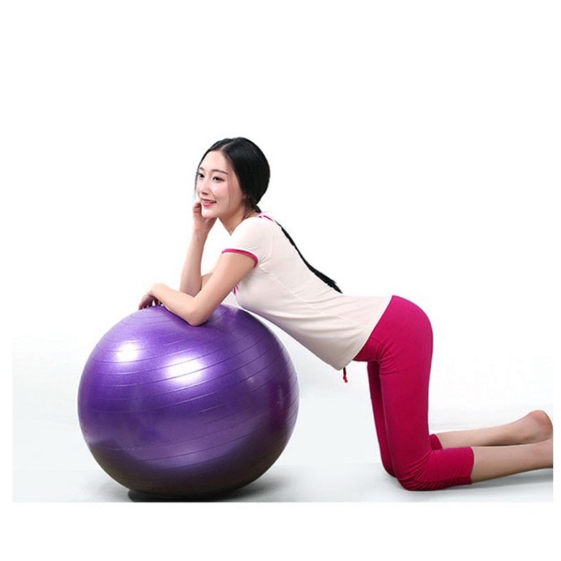 Bóng tập Yoga/Gym TK Sport YG-001, trơn  + bơm bóng và bộ kim bơm bóng dự phòng.