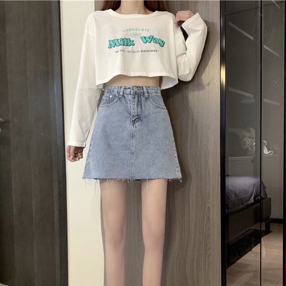 Chân Váy Denim Chữ a Lưng Cao Thời Trang Mùa Hè Hàng Mới Dành Cho Nữ