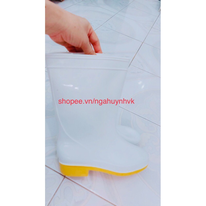 Ủng trắng bảo hộ đi mưa chống trơn cao 30cm