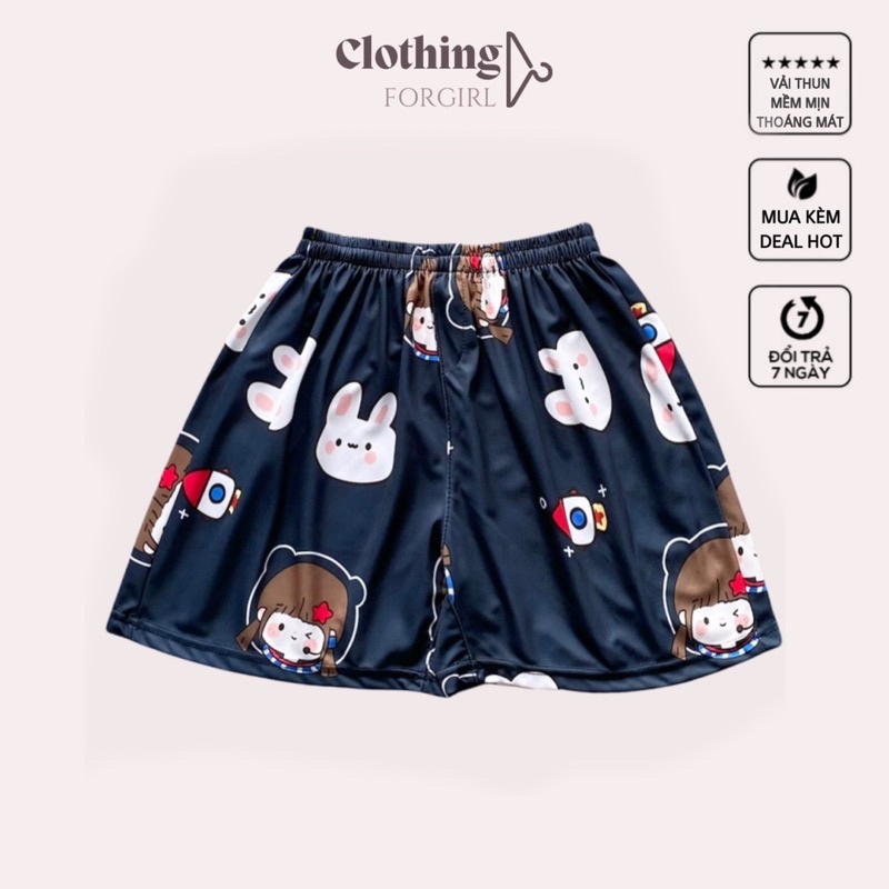 Quần short nam nữ mặc ở nhà thun thể thao thoáng mát form quần đùi hoạt hình
