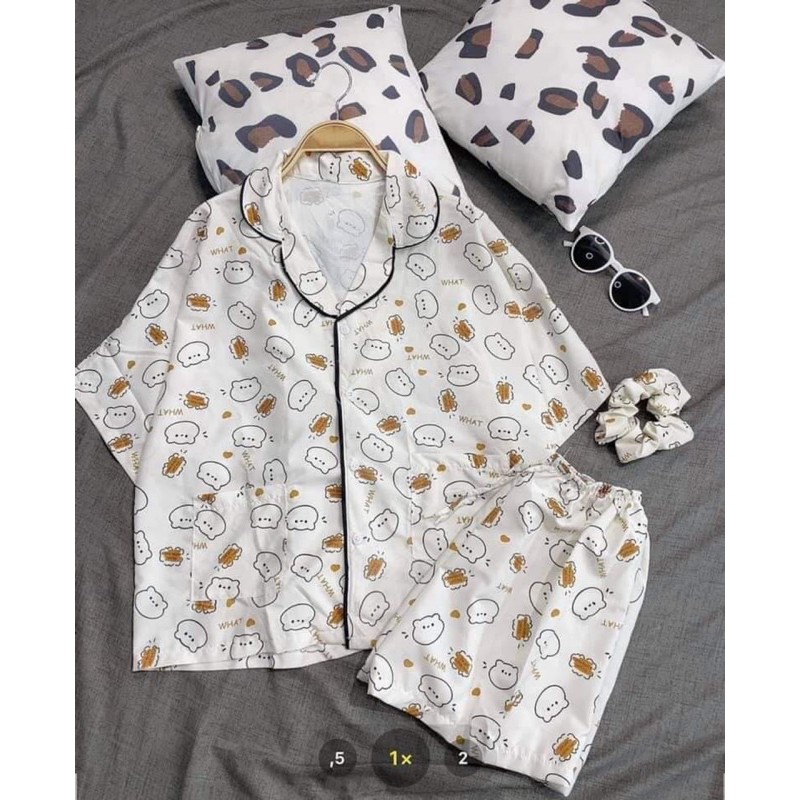 Bộ Ngủ Pijama Cánh Dơi Nhiều Họa Tiết Tim - Gấu - Trắng - Xanh -Bò Sữa Nữ [FREESHIP] Đồ ngủ đồ mặc nhà form rộng cao cấp