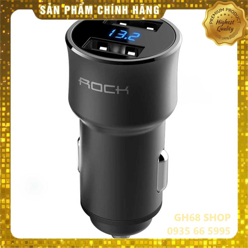 Sạc Trên Xe Hơi Rock H2 Car Charger with Digital Display - Hàng Chính hãng Bảo hành 12 tháng