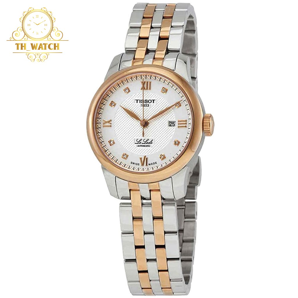 Đồng hồ Nữ Tissot cơ tự động Le Locle, cọc số đính kim cương, dây kim loại, kính shapphire T006.207.22.036.00
