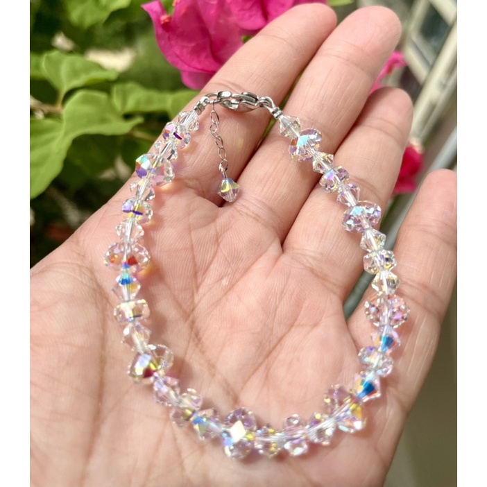 Vòng Tay Pha Lê Áo Bánh Cam 8ly Trắng