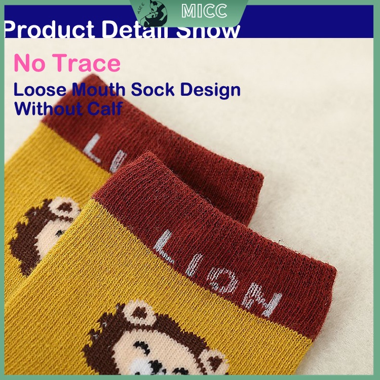 Set 5 đôi vớ cotton thấm hút mồ hôi trang trí họa tiết hoạt hình dễ thương cho trẻ em từ 1-12 tuổi