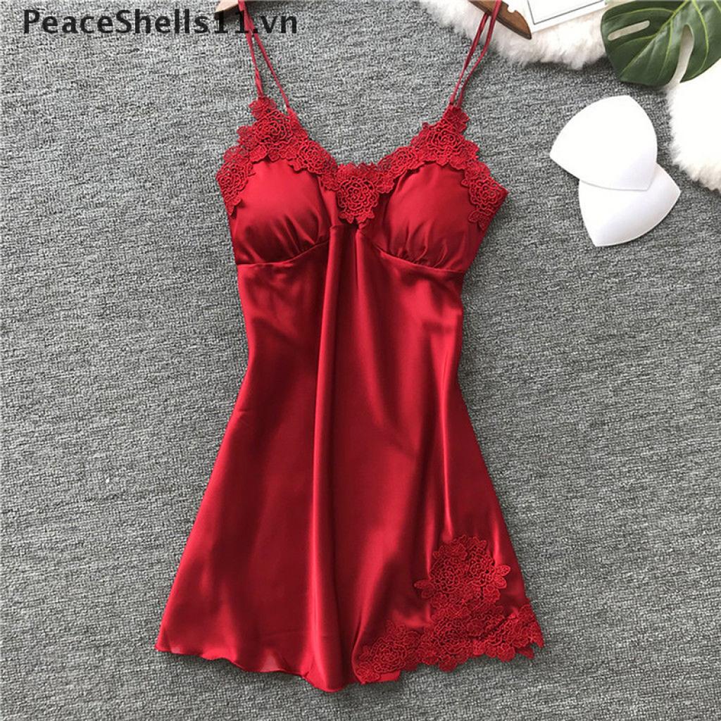 [PeaceShells11] Đầm Ngủ Lụa Phối Ren Gợi Cảm Cho Nữ