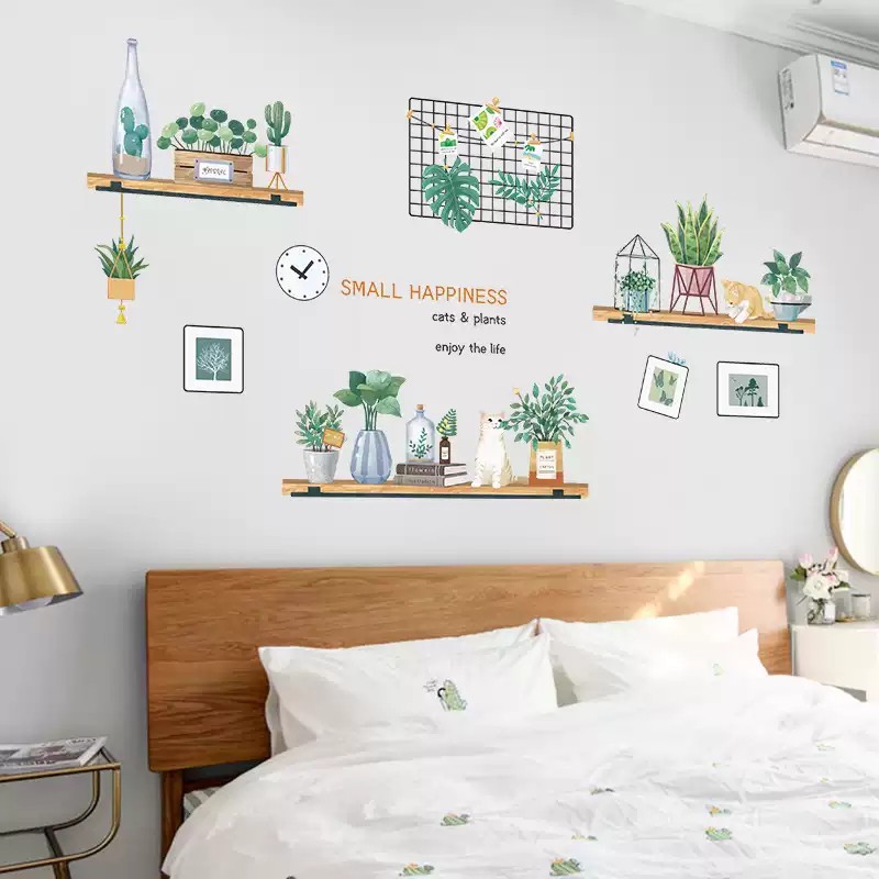 Decal dán tường phòng ngủ SMALL HAPPINESS (Bộ 3 tờ có bán lẻ). Đề can dán tường Hàn quốc kích thước 60x90cm