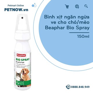Bình xịt ngăn ngừa ve chó mèo Beaphar Bio Spray Hund & Katt 150ml