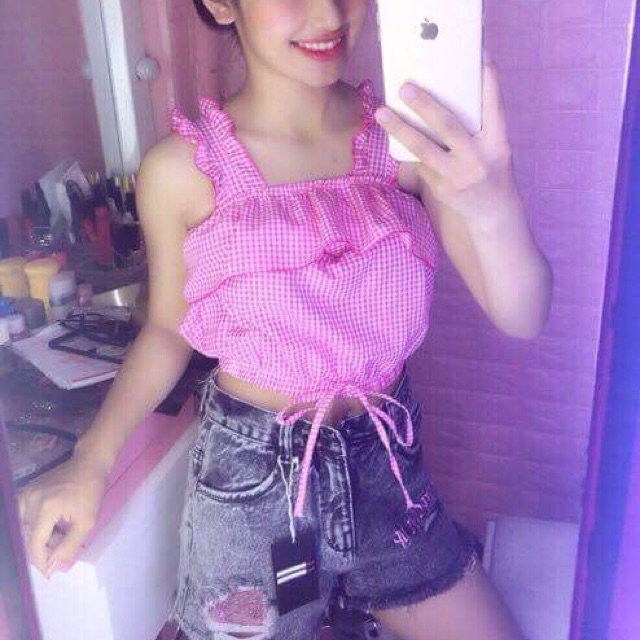 Áo croptop bèo caro ulzzang pinky