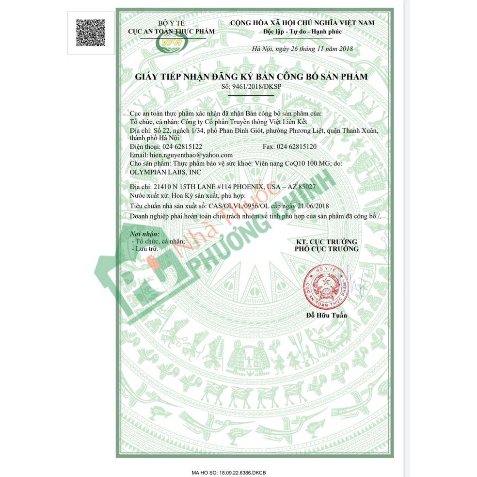 Viên Uống Tim Mạch CoQ10 100mg Olympian Labs (Mỹ) - Cải Thiện Chức Năng Tim