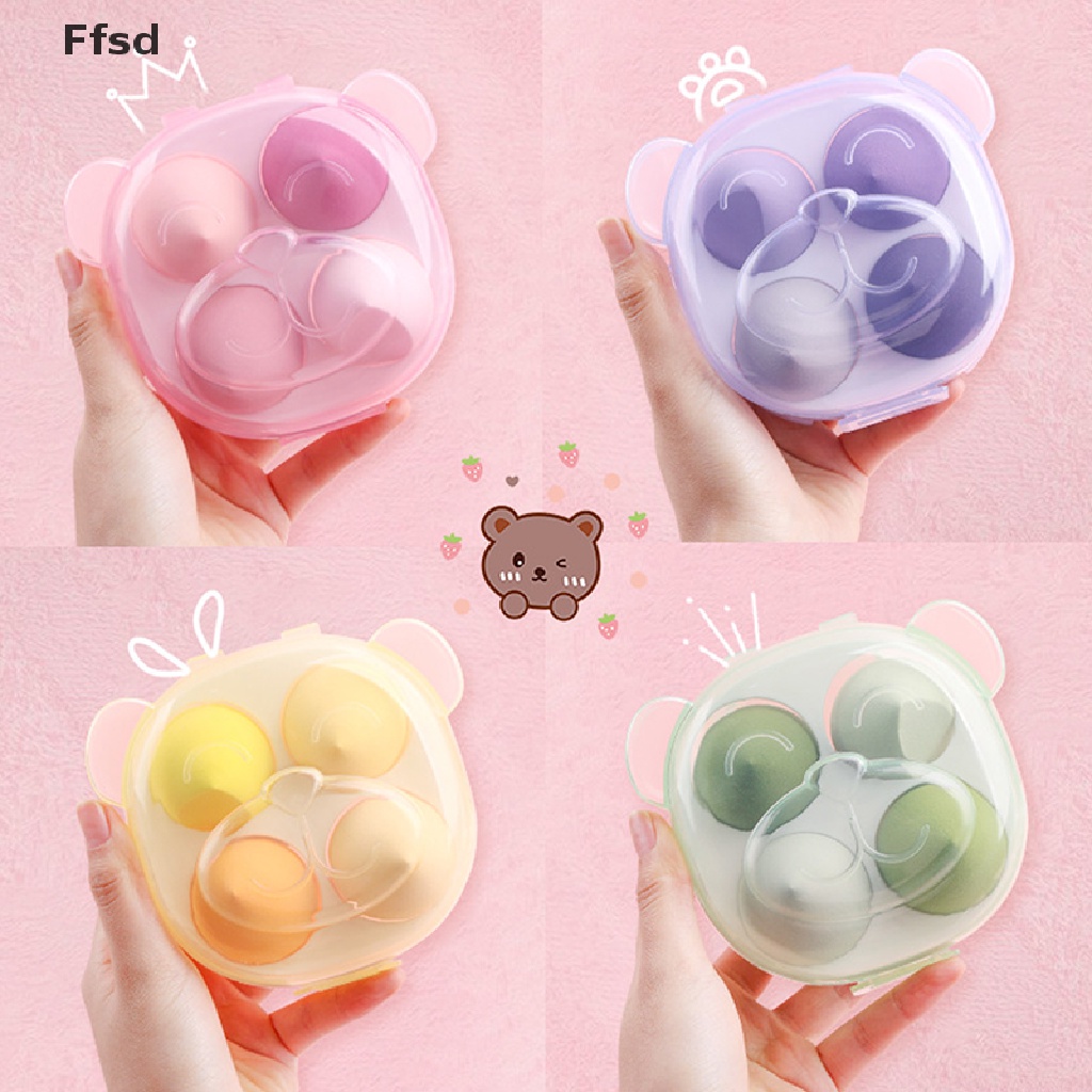 {Ffsd} Set 4 Bông Mút Trang Điểm Kèm Hộp Đựng