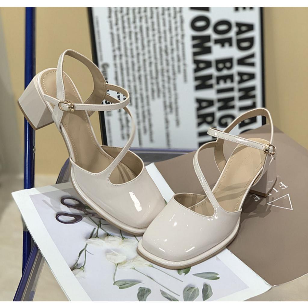 Giày Cao Gót 5 Phân Quai Chéo Bít Mũi