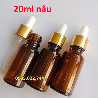 6k/Lọ - COMBO 10 lọ chiết tinh dầu 20ml thủy tinh màu Nâu