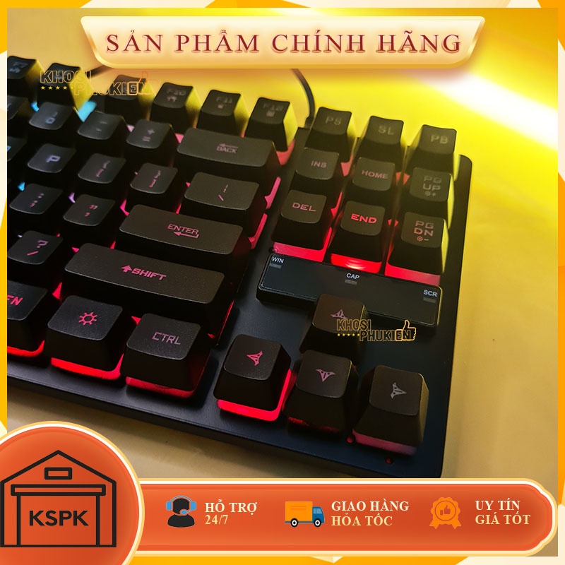 Bàn phím giả cơ mini giá rẻ 87 phím gaming có led máu xanh đen KSPK