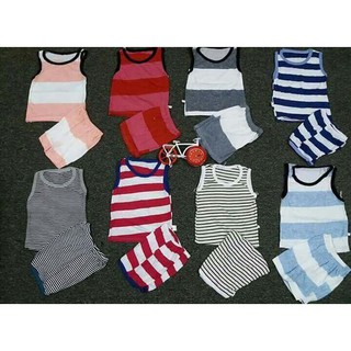 Bộ ba lỗ kẻ cotton cho bé