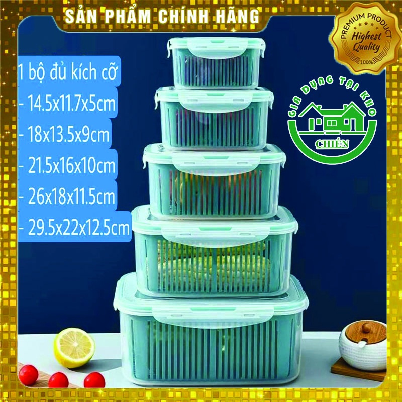 SET 5 Hộp Đựng Đồ Tủ Lạnh ❤️GIÁ SHOCK❤️ , Combo 5 Hộp Thực Phẩm Bảo Quản Tủ Lạnh Đa Năng Có Nắp Đậy Cao Cấp