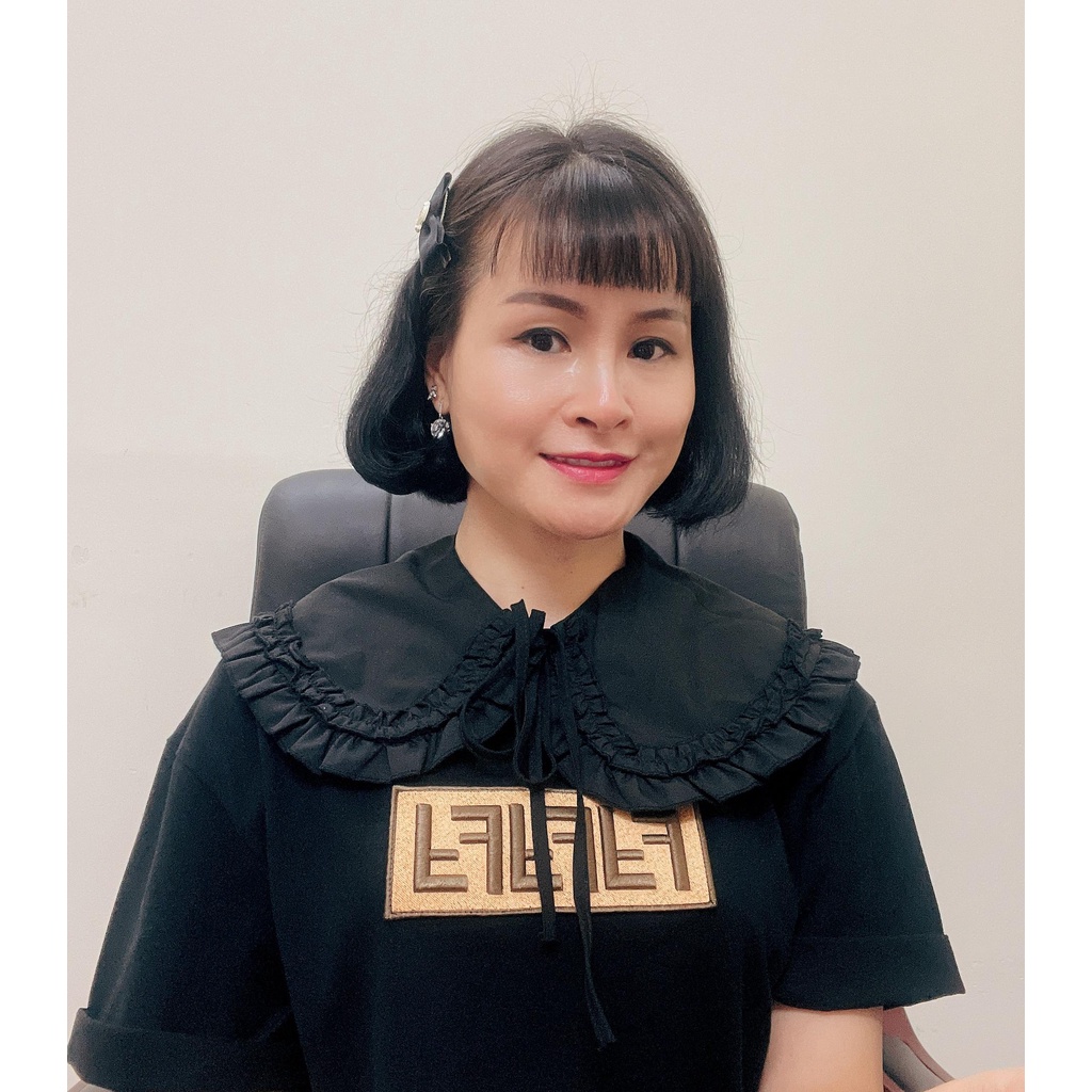 Cổ áo sơ mi giả tháo rời chất ren cách điệu, mặc cùng áo váy không cổ trẻ trung năng động dành cho nữ - CTTH