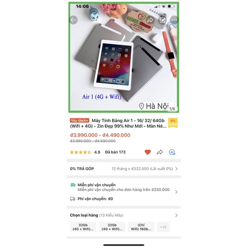 Máy Tính Bảng Air (4G + Wifi) 16Gb | 32Gb | 64Gb Quốc tế Chính hãng - Màn 9.7 Rentina nét | iOS 12 | Ram 1Gb Chip A7 | BigBuy360 - bigbuy360.vn