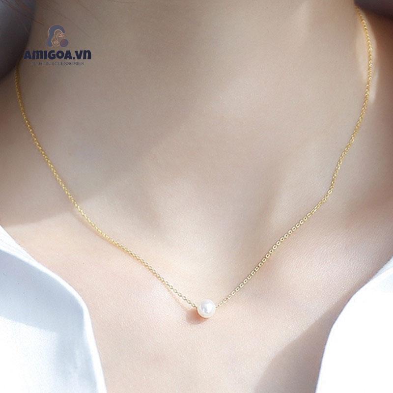 Vòng cổ Ngắn Đính Ngọc Trai Đơn Giản Sáng Tạo Thời Trang
