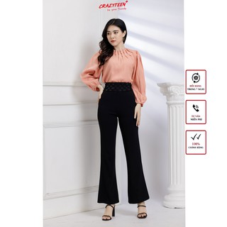Áo kiểu cổ xếp ly CRAZYTEEN phong cách thanh lịch (A0086)