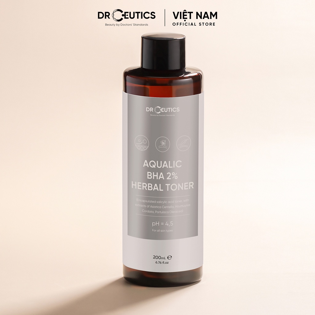 Dung Dịch DrCeutics Aqualic BHA 2% Herbal Toner Tẩy Da Chết Nền Nước - 200ml