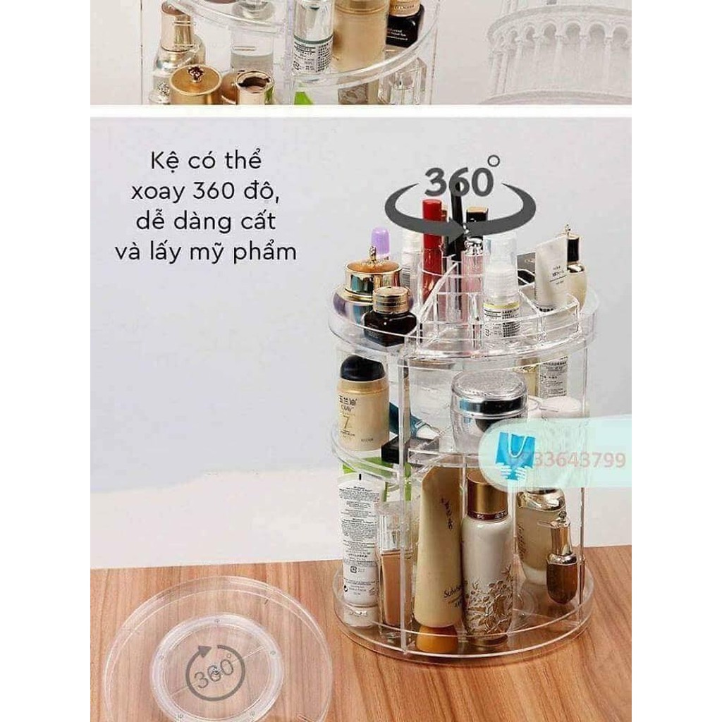 [ FREE SHIP] KỆ ĐỰNG MĨ PHẨM XOAY 360 ĐỘ SIÊU TIỆN LỢI, KỆ MĨ PHẨM TRONG SUỐT CAO CẤP