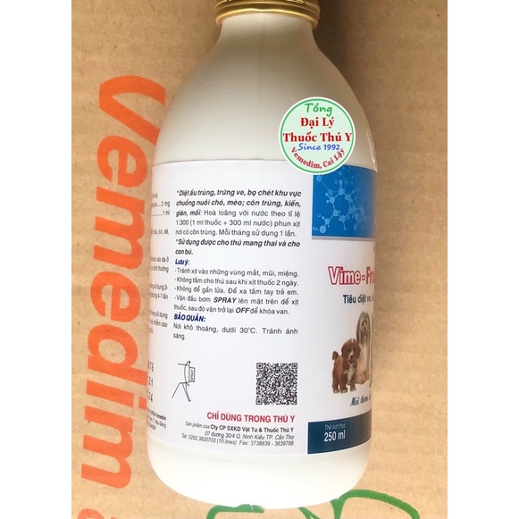 Vime Frondog 250ml trị ve, rận, bọ chét trên chó, mèo dạng bình xịt
