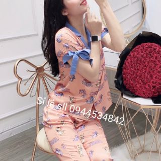 Pijama đồ ngủ lụa tay nơ cao cấp