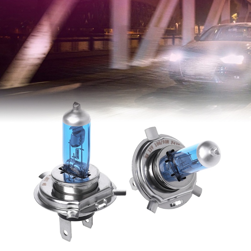 Set 2 Bóng Đèn Halogen H4 100W 12V 6000K Ánh Sáng Trắng Dành Cho Ô Tô